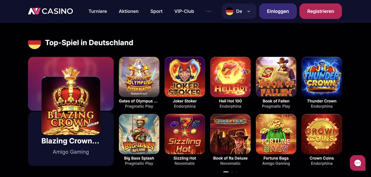 Spieleangebot im Check bei NV Casino: Slots, Live-Casino und Sportwetten