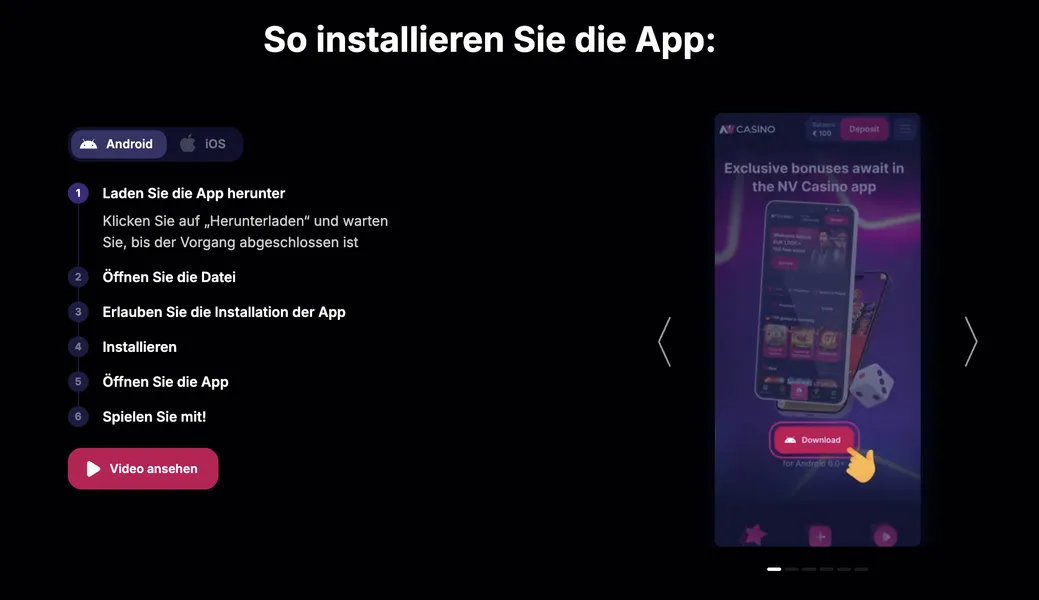 NV Casino Casino App für Android – Installation, Anmeldung und Systemanforderungen